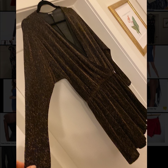 Express Pants - Sparkly Gold Black Romper